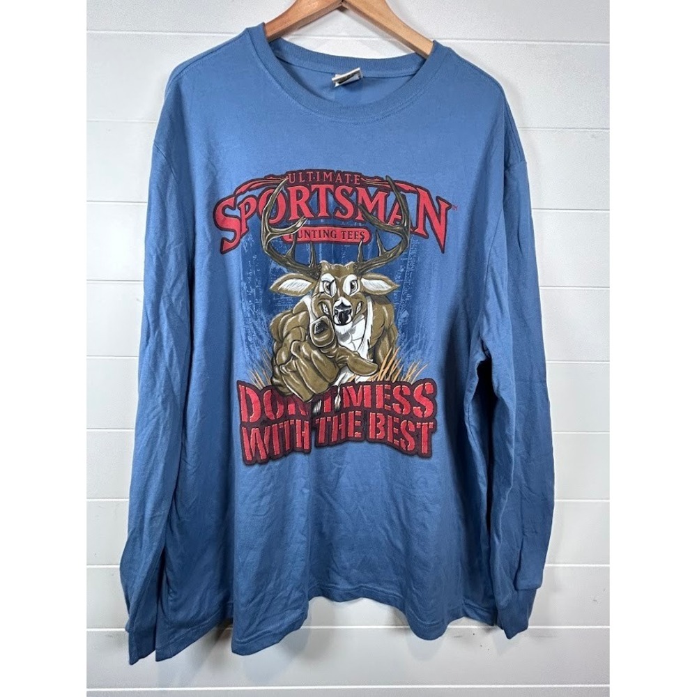 Ultimate Sportsman Hunting Tees‎ Blue Graphic Long Sleeve T-Shirt 2XL Vintage